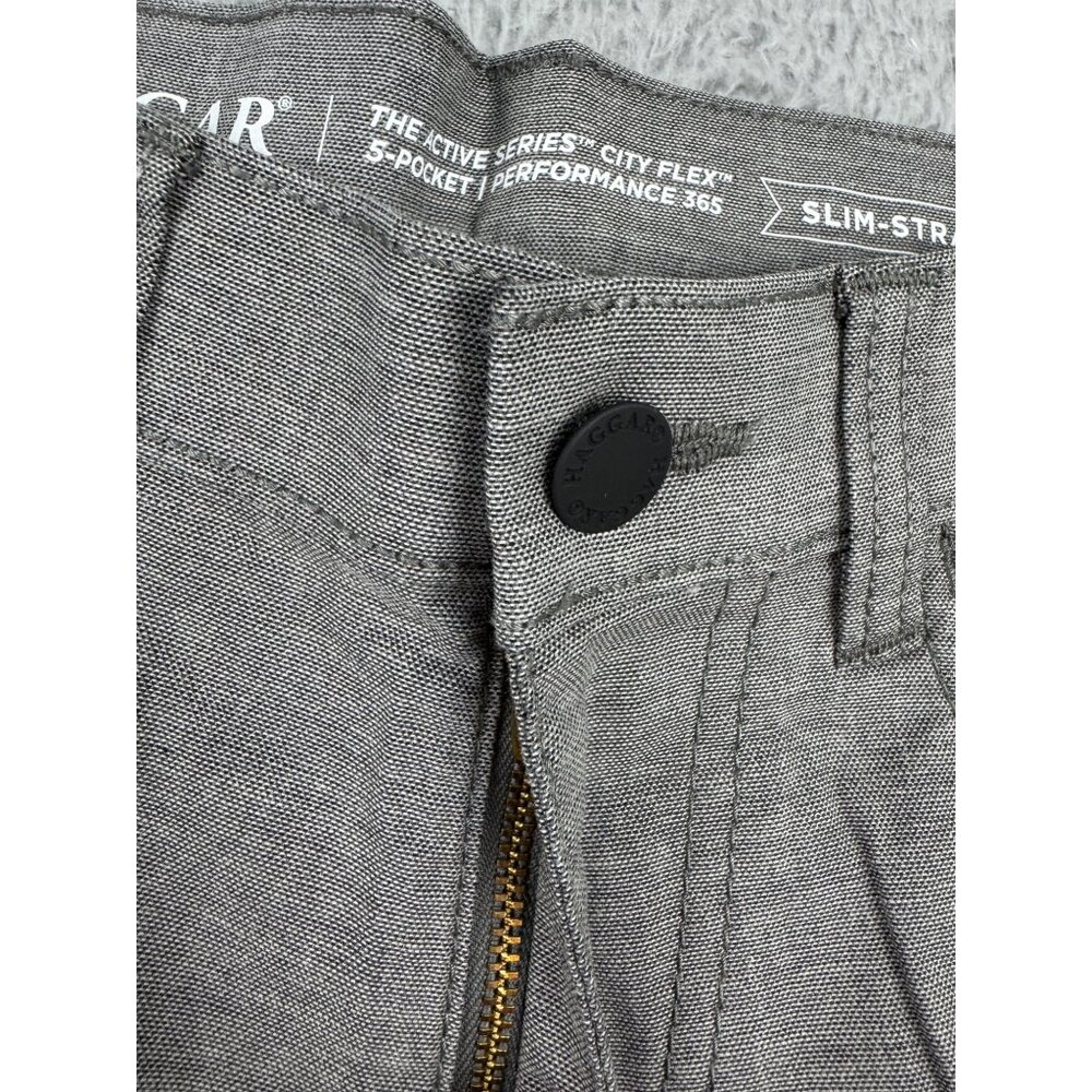 Haggar Mens Slim-Straight City Flex Pants Gray 32x32 Dinner Casual Cocktails - Picture 2 of 12